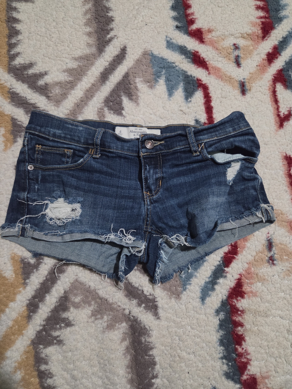 Abercrombie & Fitch Distressed Stretch Cuffed Denim Shorts Y2K